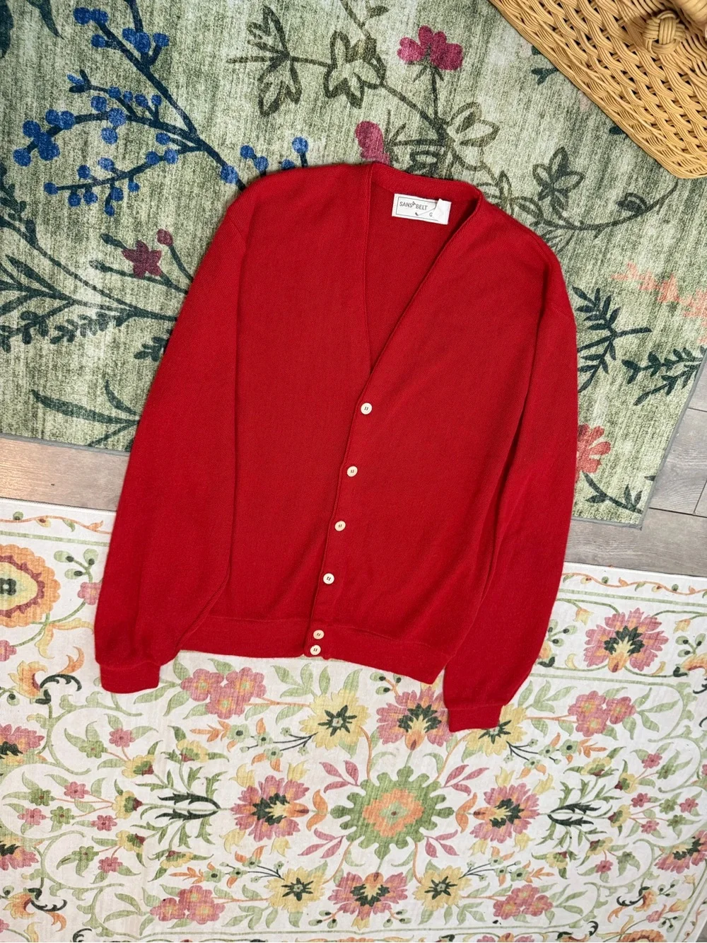 Vintage 90s Sansabelt Golf Red Button Cardigan Sweater Sz XL Tall Classic Preppy